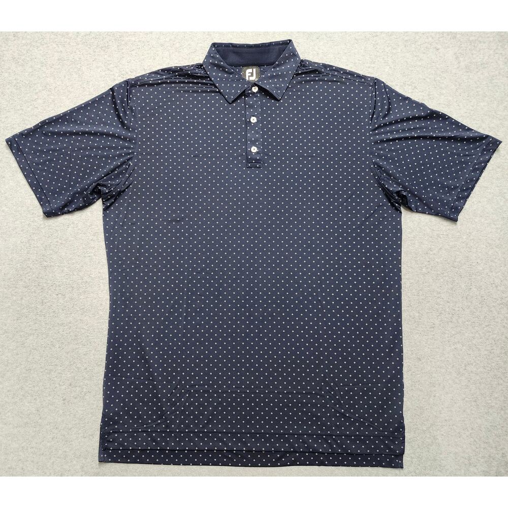 FootJoy FJ Men XL Navy Print Golf Polo Shirt Performance Stretch Short Sleeve